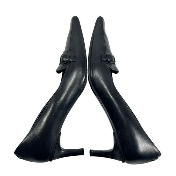 Gucci Size Sz 7 Leather Black Authentic w/ Serial# Slip-On Heel Pumps Size 37C I - Picture 9 of 12